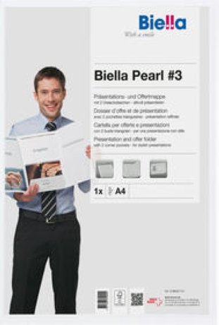 Biella Präsentationsmappe Pearl #3 A4 3-teilig weiss