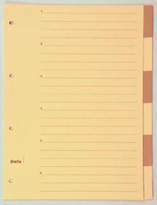 Biella Kartonregister A4 220gr 6-teilig mit Indexblatt