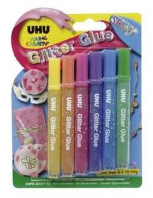 Uhu Glitter Glue shiny colors 6x10ml