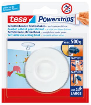 Tesa Powerstrips Deckenhaken für 500gr 1 Haken 2 Strips