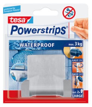 Tesa Powerstrips Waterproof Haken für Duschwischer bis 3kg
