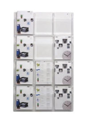 Helit Wanddisplay Clearly 12 Fächer 762x1245x51mm