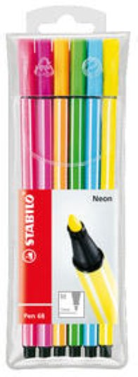 Stabilo Faserschreiber Pen 68 1mm Neon 6er Set