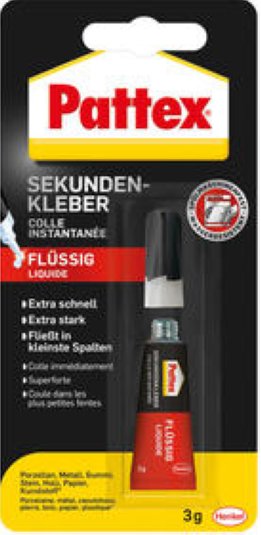 Pattex Sekundenkleber flüssig Verschluss mit Nadel Tube 3g