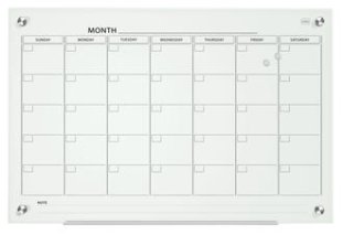 Nobo Glas-Magnetboard mit Kalender 60x45cm weiss