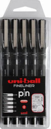 Uni-Ball Faserschreiber PIN 0.05-0.8mm 5er Etui