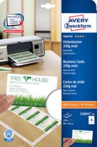 Avery Zweckform Visitenkarten 220g 85x54mm à 250