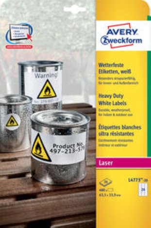Avery Zweckform Etiketten wetterfest 63.5x33.9mm à 20