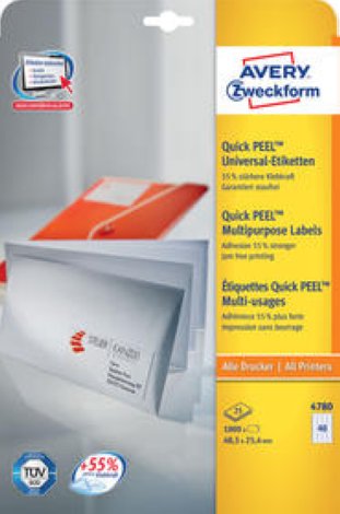 Avery Zweckform Etiketten 48.5x25.4mm à 25