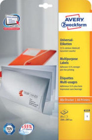 Avery Zweckform Etiketten 210x297mm à 25