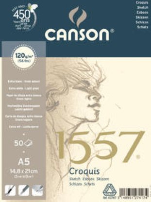 Canson Zeichenpapier Block A5 1557 120gr mit Spiralbindung