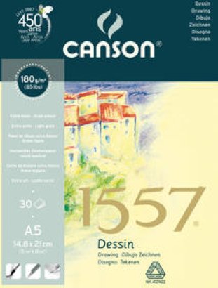 Canson Zeichenpapier Block A5 1557 180gr mit Spiralbindung