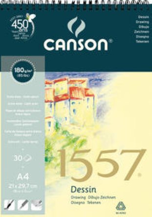 Canson Zeichenpapier Block A4 1557 180gr mit Spiralbindung