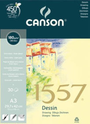 Canson Zeichenpapier Block A3 1557 180gr mit Spiralbindung