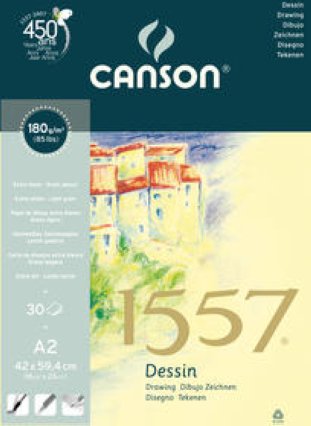 Canson Zeichenpapier Block A2 1557 180gr mit Spiralbindung