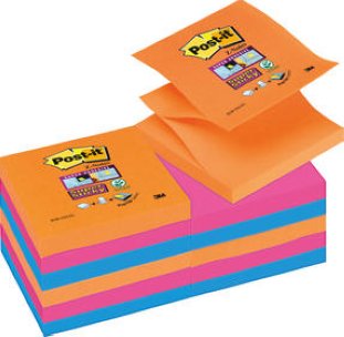 Post-it SuperSticky Z-Notes Electric Glow 76x76mm à 12