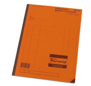 Favorit Lieferscheine A4 50x2 mit Kohlepapier d/f