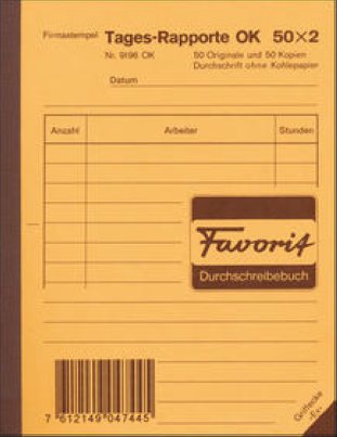 Favorit Tagesrapporte OK A6 50x2 d