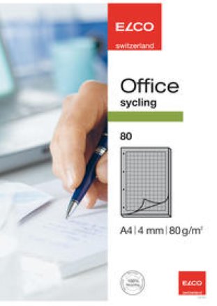Elco Ringbuchblock Office sycling A4 4mm kariert 80 Blatt