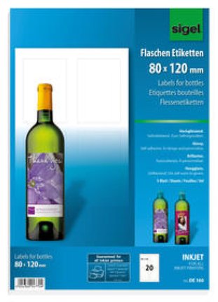 Sigel Flaschen-Etiketten 85gr 85x120mm à 5