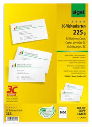 Sigel Visitenkarten 3C 85x55mm 225gr à 1000