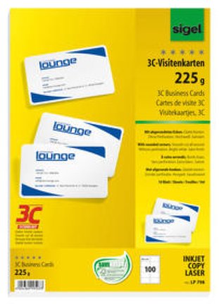 Sigel Visitenkarten 3C 85x55mm 225gr à 100