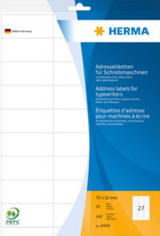 Herma Adressetiketten auf Bogen 70x32 mm à 20