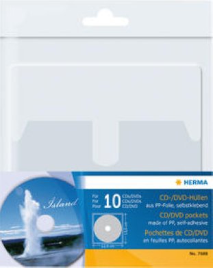 Herma CD/DVD-Taschen mit Klappe selbstklebend