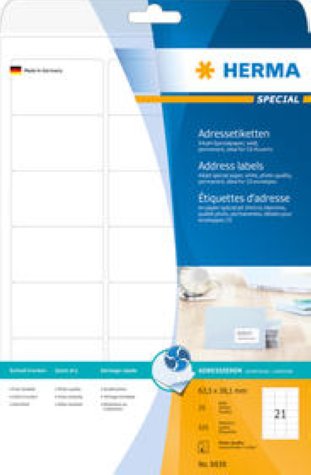 Herma Adressetiketten InkPrint 63.5x38.1mm à 25