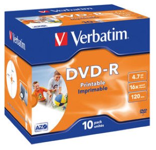 Verbatim DVD-R 4.7GB/16x10er Spindel Jewel Case Pri