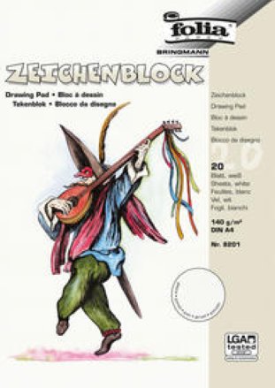 Folia Zeichenpapier Block A4 140gr gekörnt