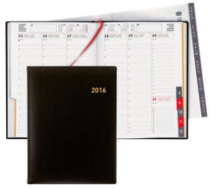 Biella Geschäftsagenda Orario 2016 1W/2S Leder schwarz