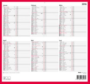Biella Wandkalender 2016 6 Monate/1 Seite 32x29.7cm