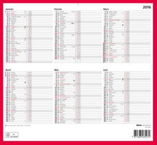 Biella Wandkalender 2016 6 Monate/1 Seite 32x29.7cm