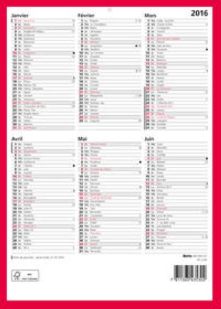 Biella Wandkalender 2016 6 Monate/1 Seite 21x29.7cm