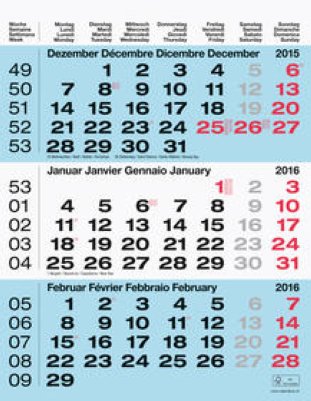 Biella 3-Monatskalender 2016 31x40cm d/f/i/e