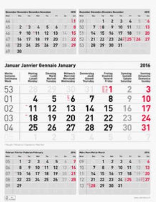 Biella 5-Monatskalender 2016 31x40cm d/f/i/e