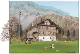 Kalender Susanna Kuratli Gemalte Bauernhäuser 42x42cm